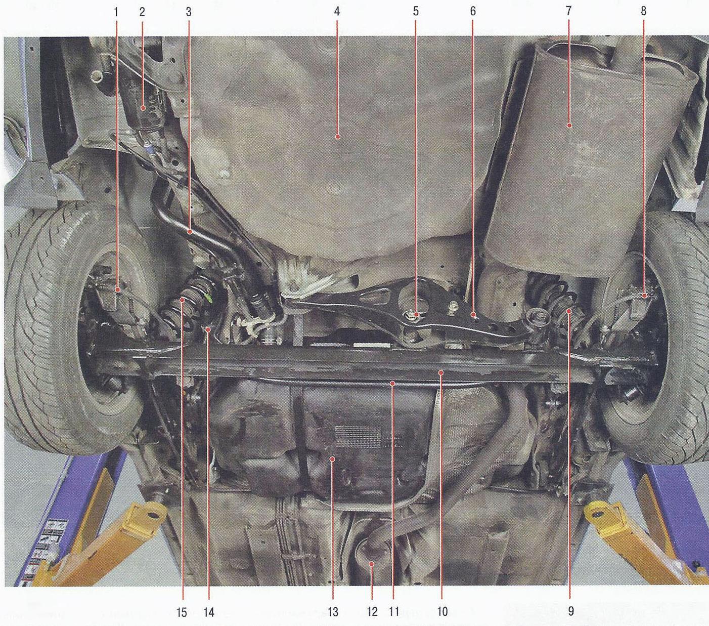 Основные узлы и агрегаты автомобиля (вид сзади) Nissan Primera