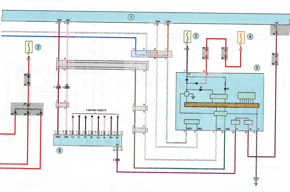 Электросхема 5 системы соединения иммобилизатора Toyota RAV4