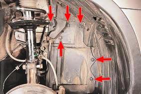 Расположение пистонов крепления бокового брызговика двигателя Nissan Qashqai