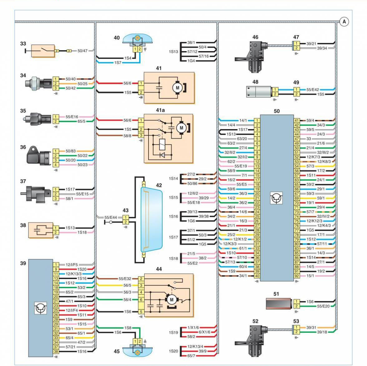 Схема передних проводов на автомобиле Hyundai Solaris 2010-2016