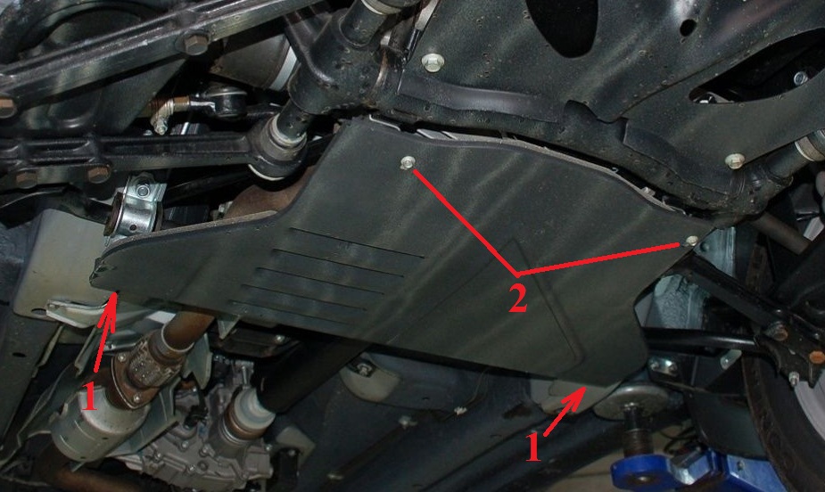 Размещение элементов крепления заднего брызговика двигателя Chevrolet Niva