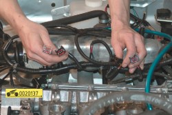 Отсоедините колодки моторного жгута от форсунок ГАЗ 31105 Волга