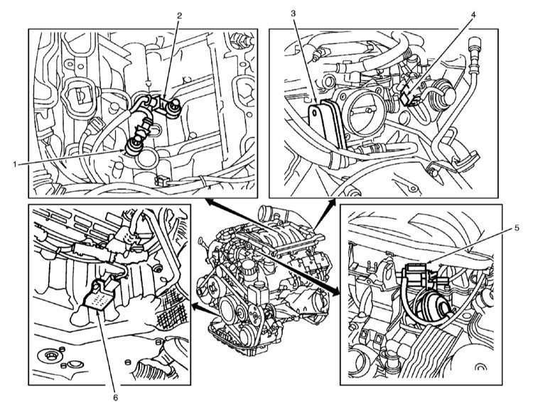 Расположение компонентов в двигательном отсеке моделей С240 и С320 Mercedes-Benz W203