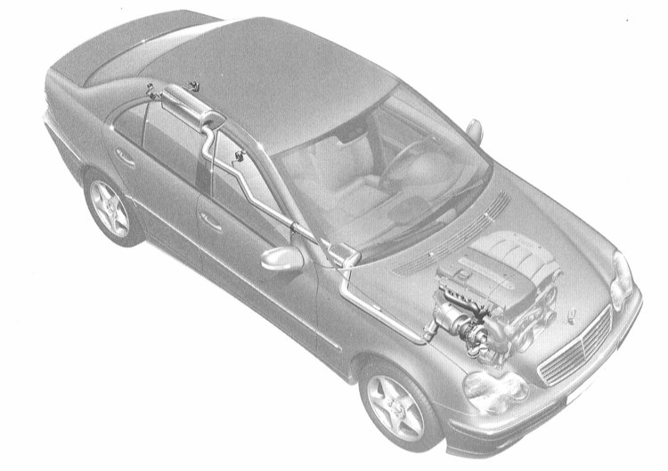 Система выпуска отработавших газов. 4-цилиндровый дизельный двигатель Mercedes-Benz W203