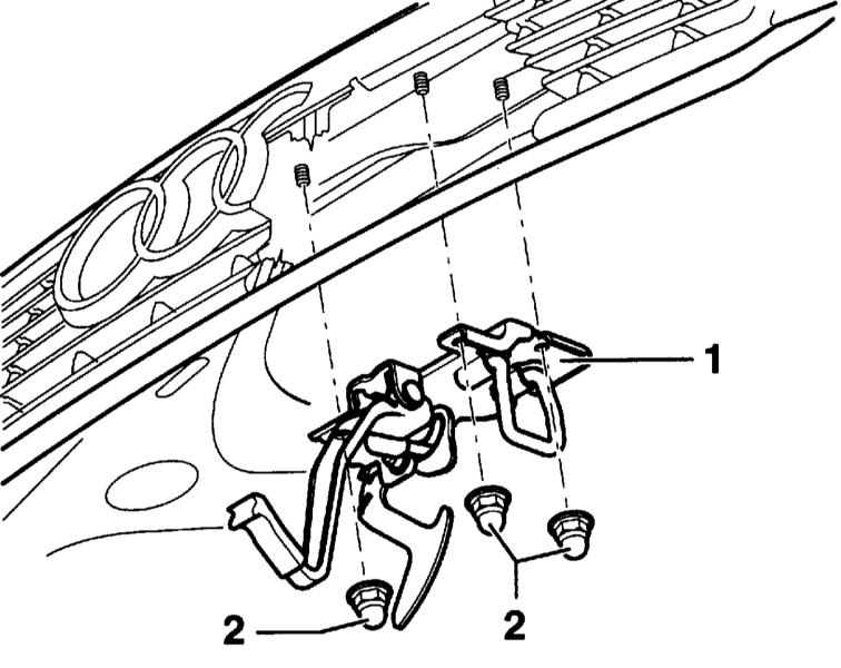 Снятие и установка фиксатора замка капота Audi A4