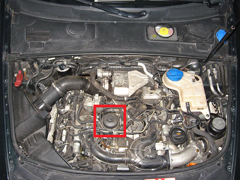 Очистить корпус масляного фильтра на Audi A6 4F/C6 2004-2011