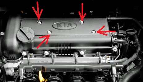 Болты крепления пластиковой крышки двигателя Kia Rio III