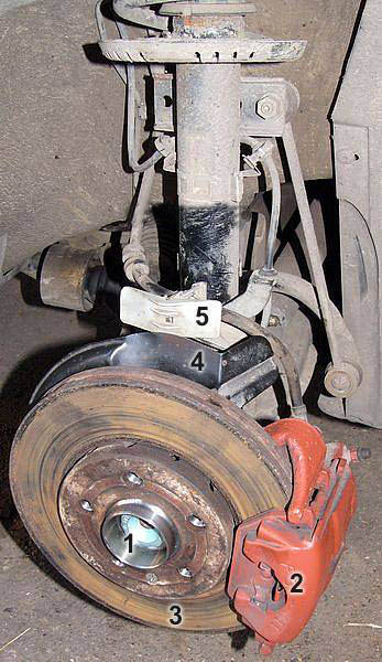 Детали переднего тормозного механизма автомобиля Skoda Fabia I