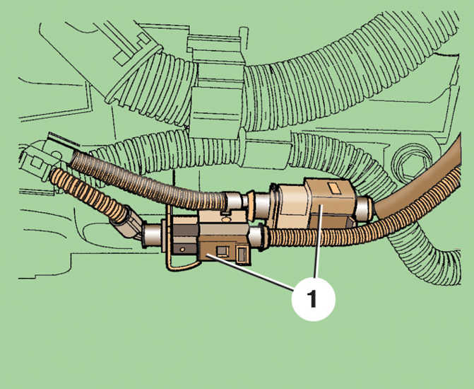 Схема разъединения колодки жгутов проводов и выемки их из держателя под стартером Skoda Fabia I