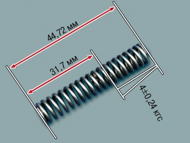 Размеры исправной пружинки редукционного клапана масляного насоса Лада Гранта (ВАЗ 2190)