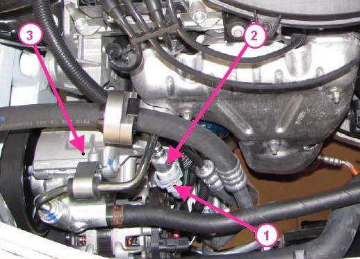 Отсоединение колодки жгута проводов от датчика давления системы гидроусилителя рулевого управления Lada Largus