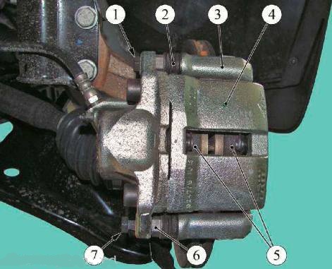 Детали переднего суппорта тормозной системы Lada Largus (К7М)