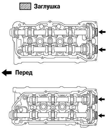 Места установки сегментных заглушек Toyota Camry 