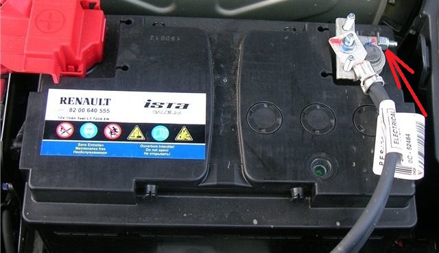 Обозначение минусовой клеммы аккумуляторной батареи Lada Largus