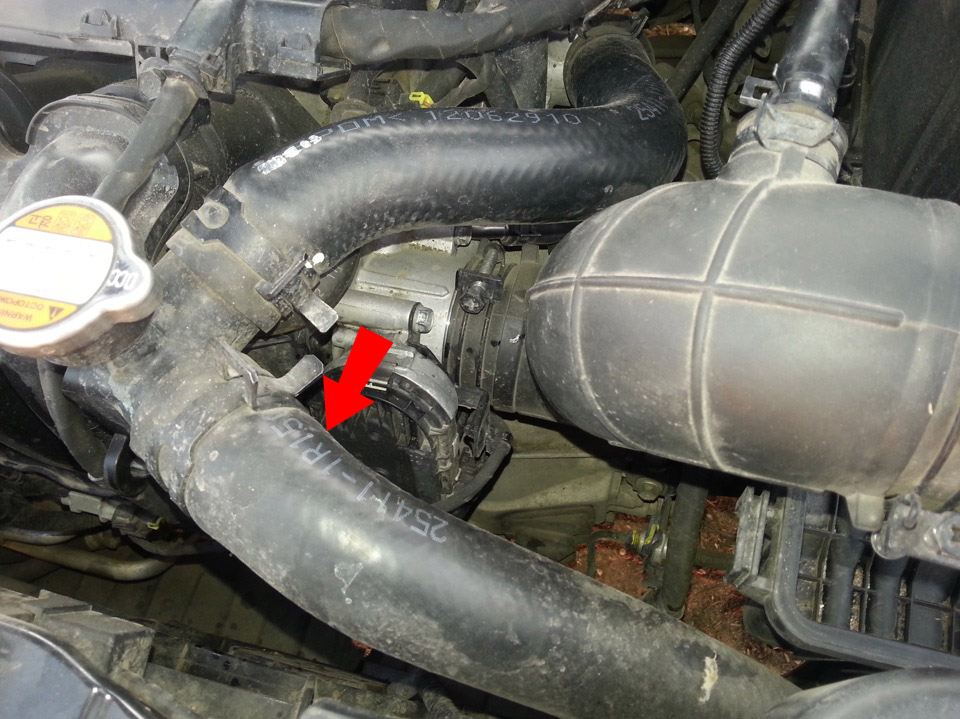 Проверить подводящий шланг радиатора на автомобиле Hyundai Solaris 2010-2016