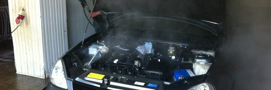 Двигатель ополаскивают водой под давлением и сушат сжатым воздухом на автомобиле Лада Гранта