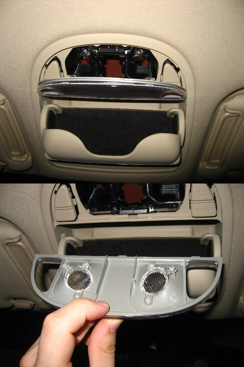 Снимите стекло плафона водителя на Hyundai Santa Fe CM 2006-2012