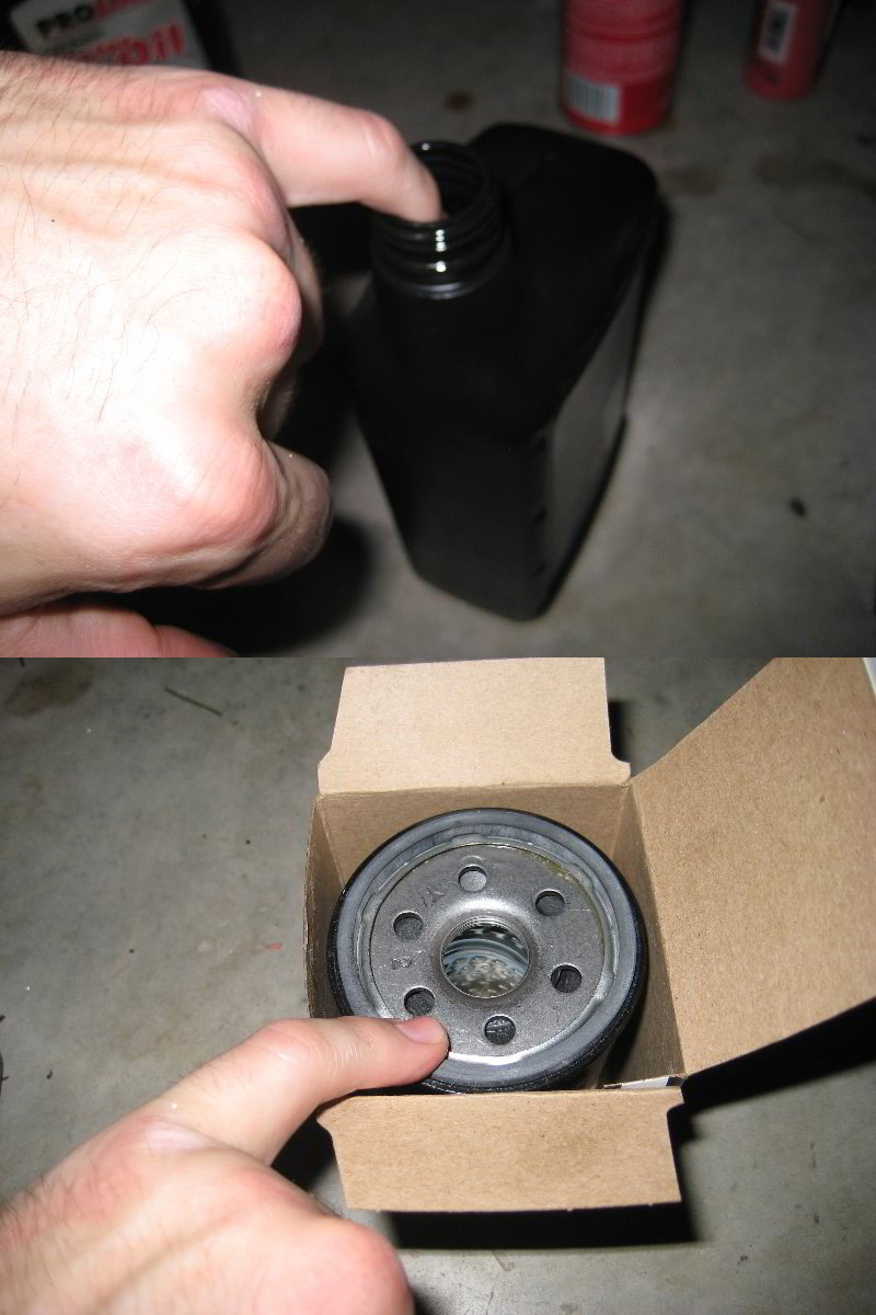 Смазать кольцо масляного фильтра на Hyundai Santa Fe CM 2006-2012