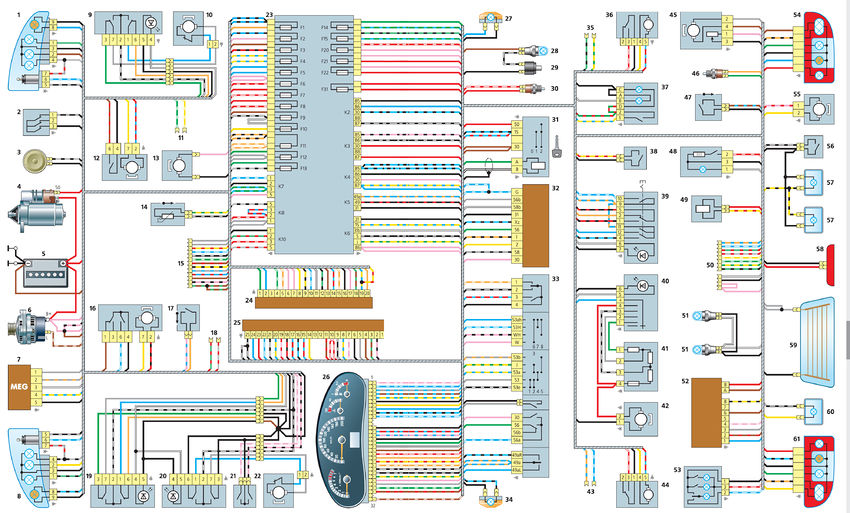 Схема эелектрооборудования Lada Kalina