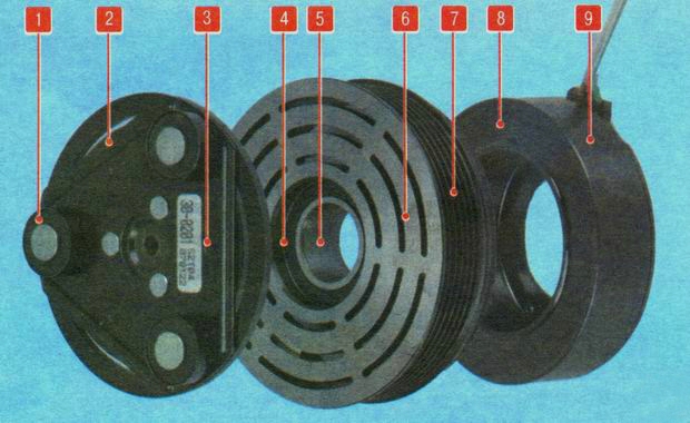 Электромагнитная муфта привода компрессора кондиционера Лада Гранта (ВАЗ 2190)