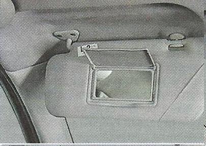 Косметические зеркала под откидными крышками солнцезащитных козырьков Nissan Primera