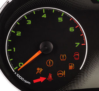 Сигнализатор непристегнутого ремня безопасности водителя на панели приборов Лада Гранта (ВАЗ 2190)
