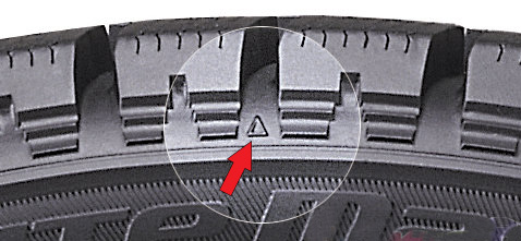 Символ треугольной формы (индикатор износа) на шине для Лада Гранта (ВАЗ 2190)