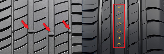 Различные типы маркировок износа протектора шины Лада Гранта (ВАЗ 2190)