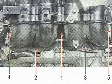 Порядок затяжки болтов и гаек крепления впускного коллектора двигателя Nissan Primera