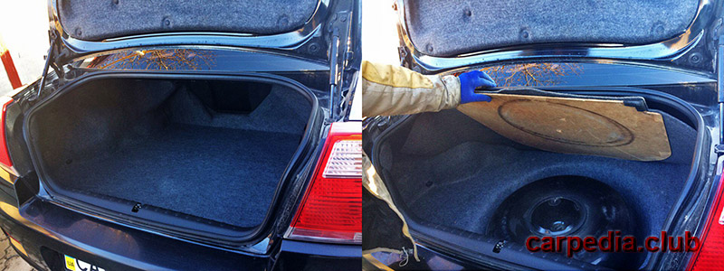 Открыть багажник и открыть доступ к газовому баллону на автомобиле Mitsubishi Galant 9 2007