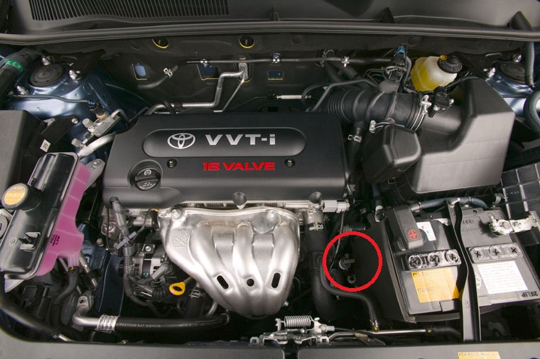 Размещение маслоизмерительного щупа коробки передач в Toyota RAV4