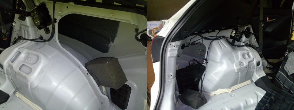 Обезжирить колесные арки для шумоизоляции на автомобиле Hyundai ix35