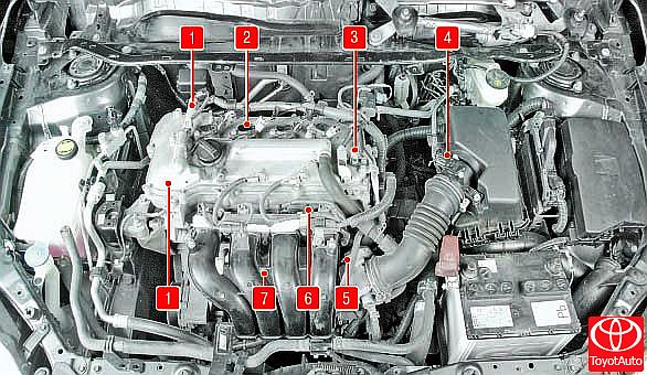 Тойота королла где находится. Датчики двигателя Королла 150. Датчики двигателя Toyota Corolla 120. Клапан зажигания Тойота Королла е150. Датчики Тойота Королла е100.