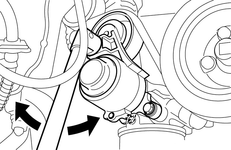 Проверка вращения автоматического натяжителя ремня привода вспомогательных агрегатов двигателя 4G63 Mitsubishi Outlander I