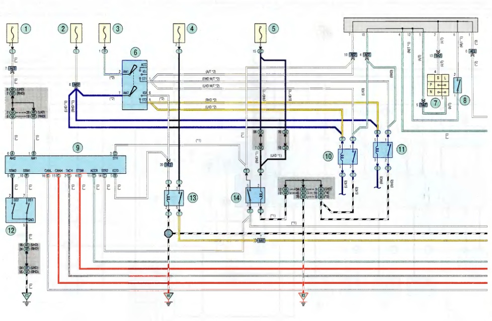 Электросхема 1 системы управления двигателем Toyota RAV4