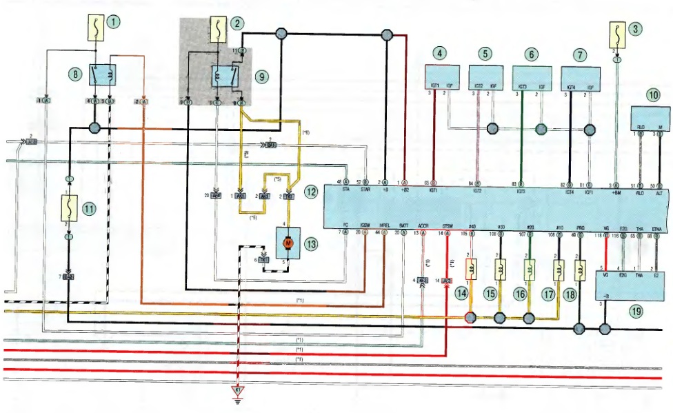 Электросхема 2 системы управления двигателем Toyota RAV4