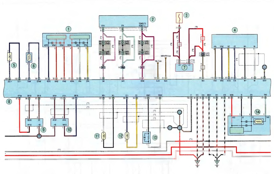 Электросхема 3 системы управления двигателем Toyota RAV4
