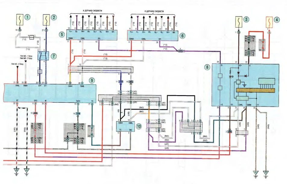 Электросхема 4 системы управления двигателем Toyota RAV4