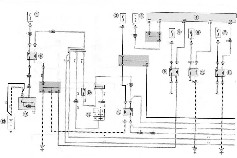 Электросхема 1 соединения системы иммобилизатора Toyota RAV4