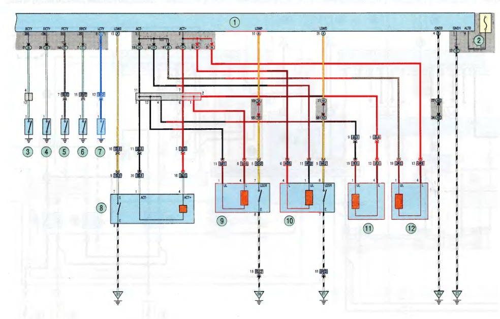 Электросхема 6 соединения системы иммобилизатора Toyota RAV4