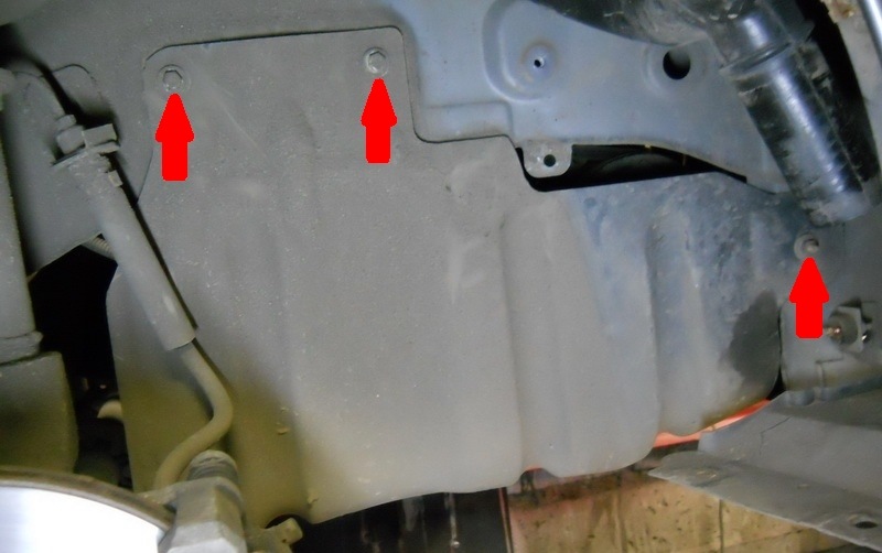 Места крепления защитного кожуха двигателя Chevrolet Lanos