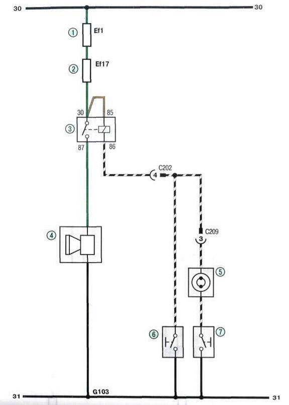 Схема соединения звукового сигнала Chevrolet Lanos