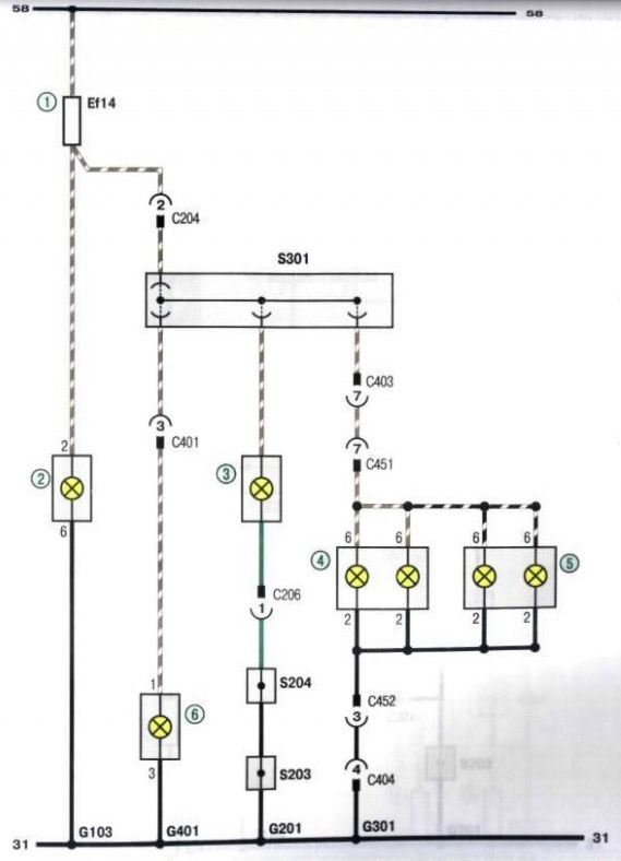 Схема соединения приборов освещения (продолжение 2) Chevrolet Lanos