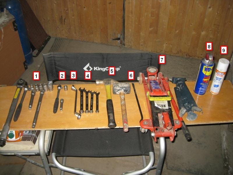 Инструменты для замены втулок и стоек переднего стабилизатора Nissan Primera