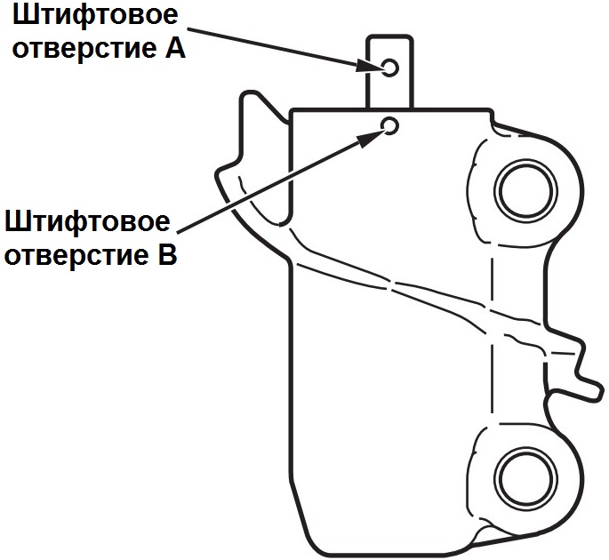 Штифтовые отверстия в натяжителе ремня привода газораспределительного механизма двигателя 6B31 Mitsubishi Outlander XL
