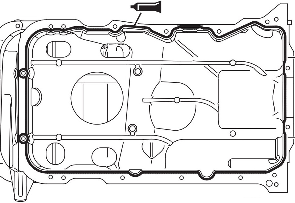Правильность нанесения герметика на привалочную поверхность картера двигателя 6B31 Mitsubishi Outlander XL
