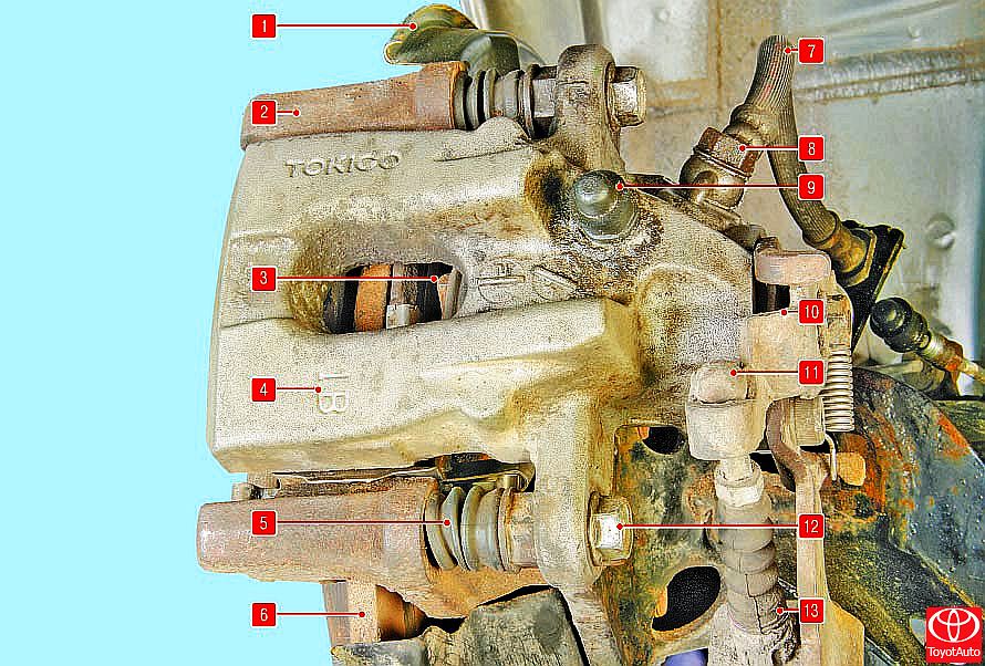 Устройство тормозного суппорта тойота