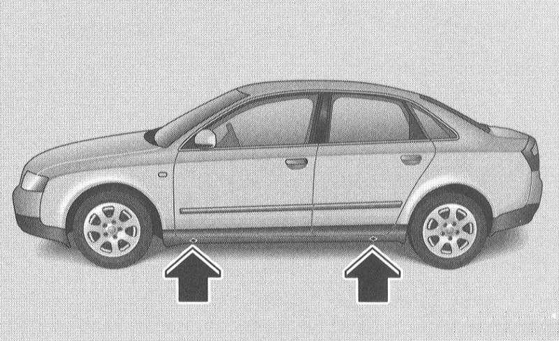 Установка автомобиля на подставки Audi A4