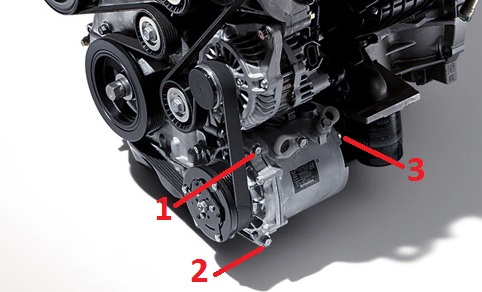 Последовательность затяжки компрессора кондиционера двигателя 4B12 Peugeot 4007