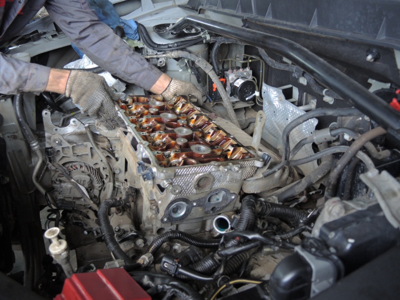 Установка головки на блок цилиндров двигателя 4B12 Peugeot 4007
